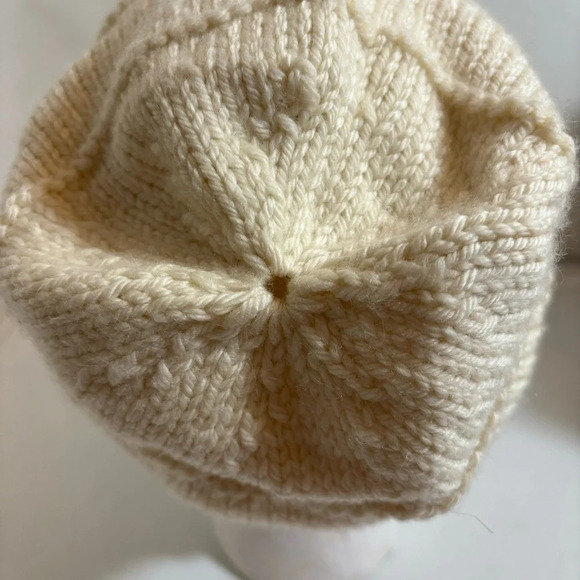 Vintage hand-knit cream coloured baggy dread hippie boho winter toque beanie hat - Picture 5 of 9